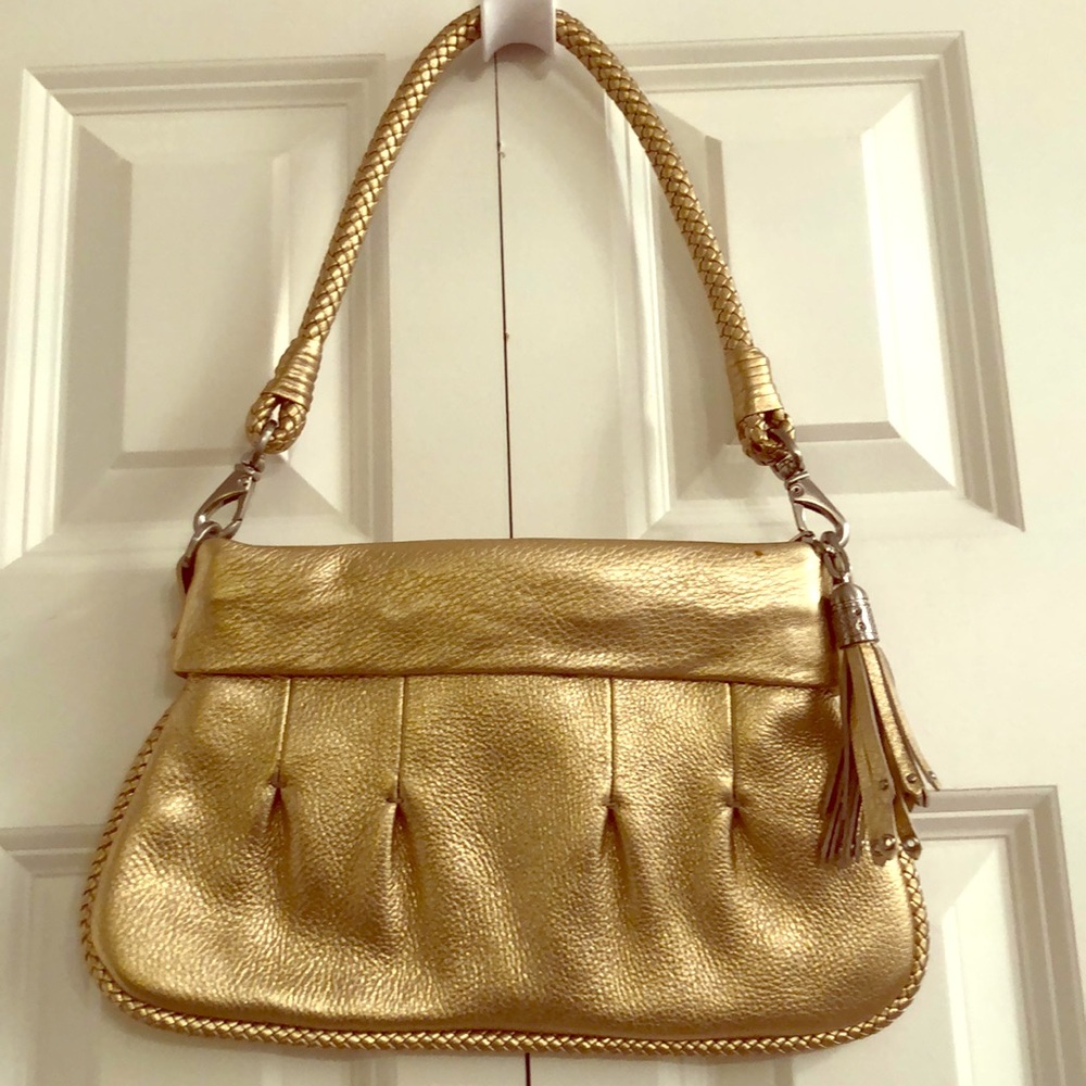 Gold Cole Han Clutch